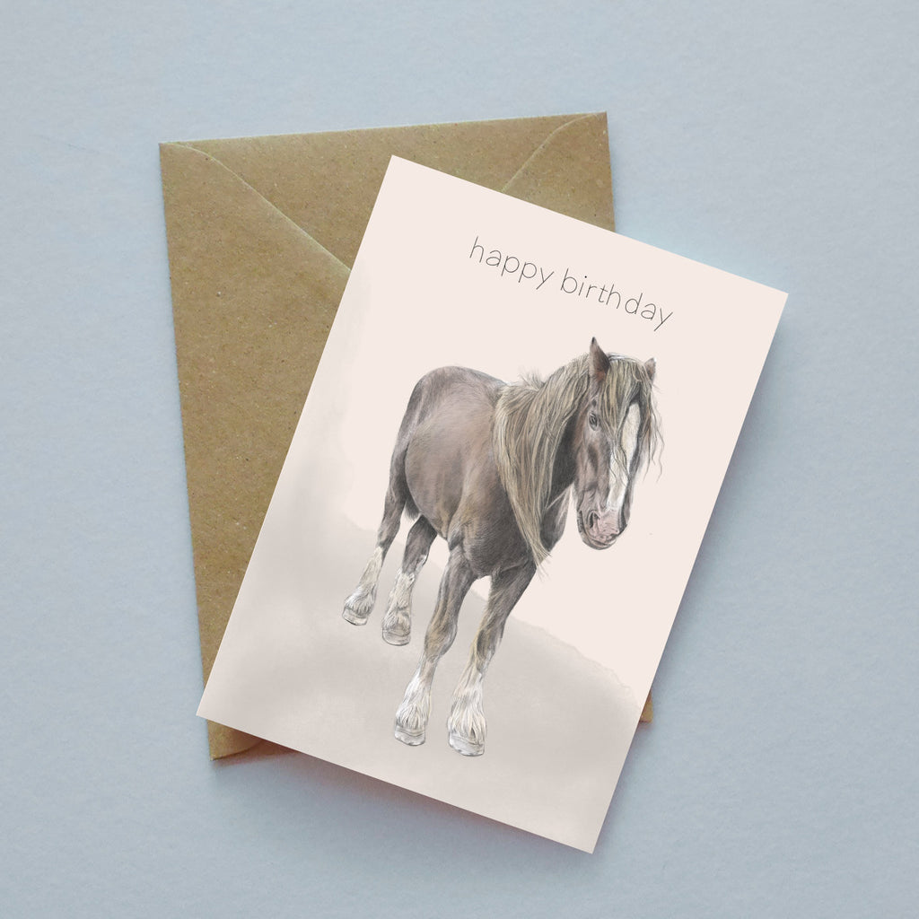 Horse - 'come what neigh' or happy birthday or blank - illustrated greeting card