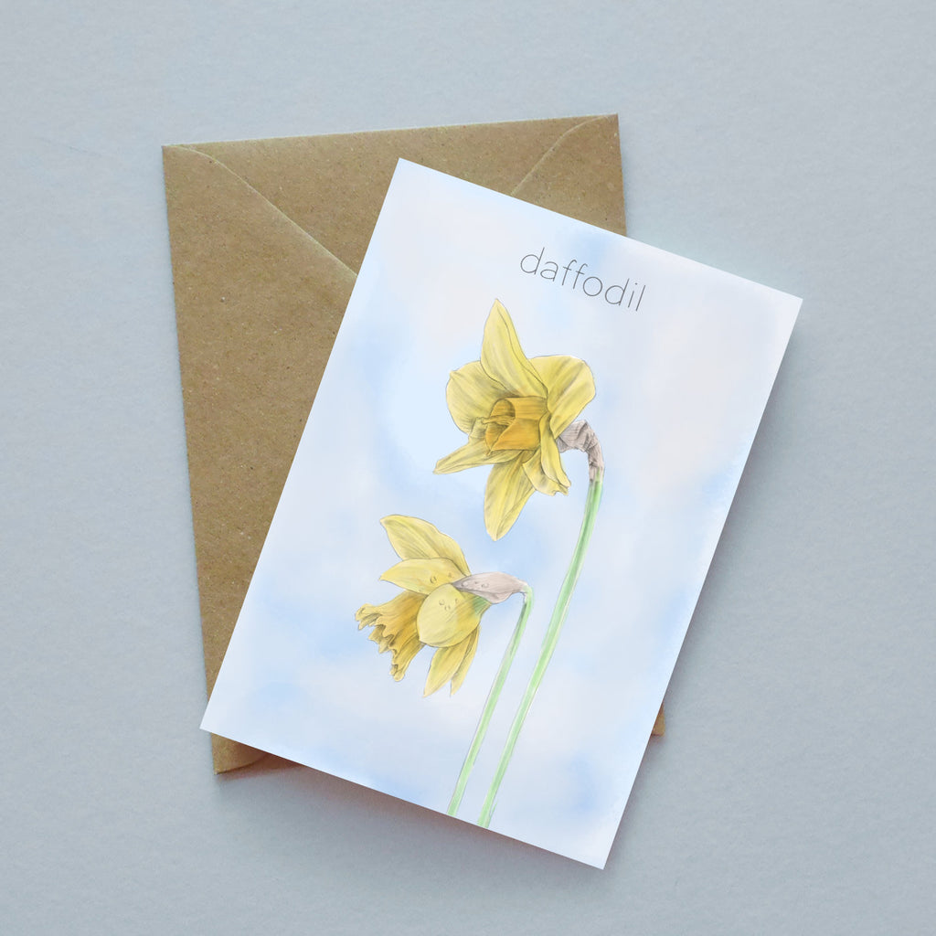 Daffodil - mothers day or 'you are blooming brilliant' or blank - illustrated greeting card