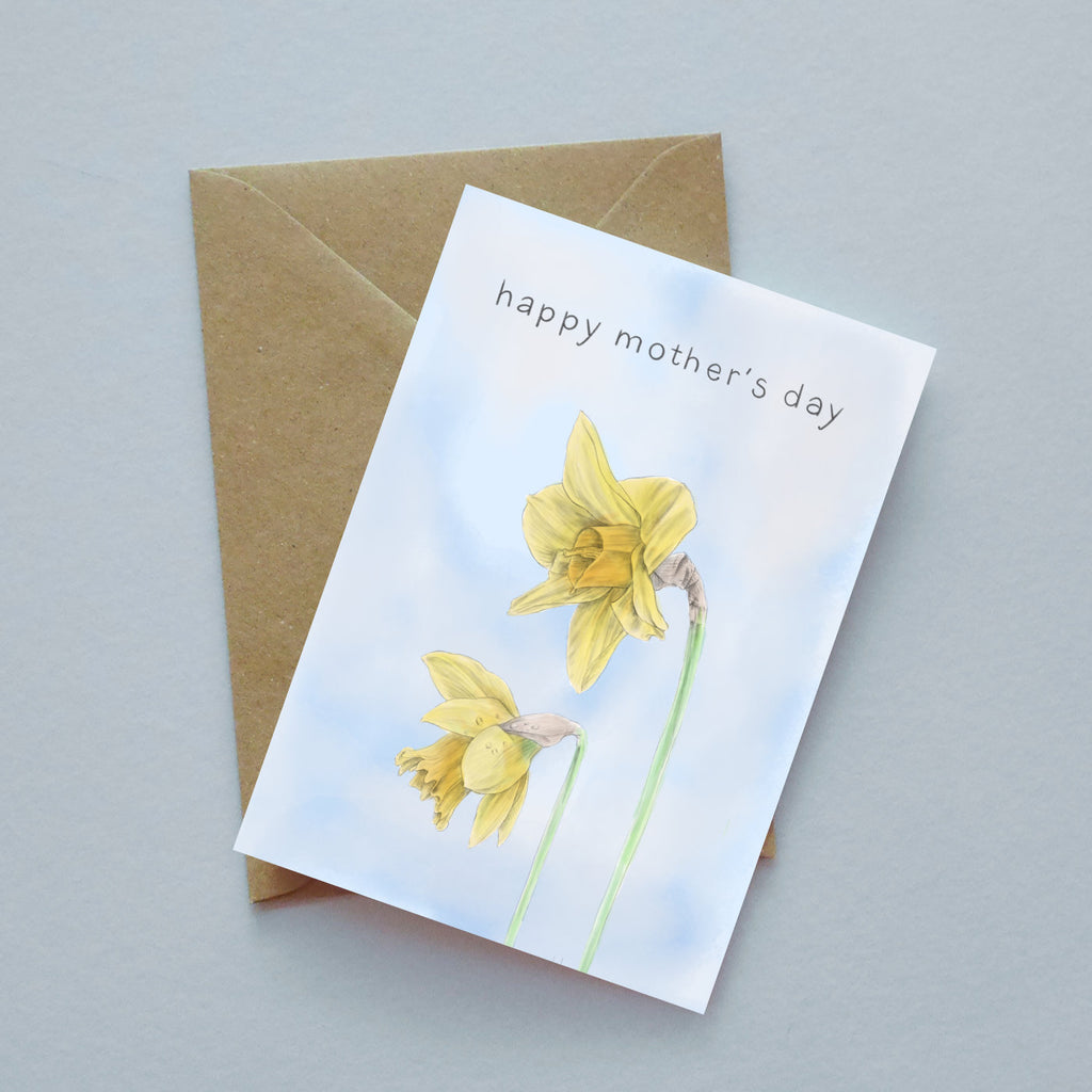 Daffodil - mothers day or 'you are blooming brilliant' or blank - illustrated greeting card