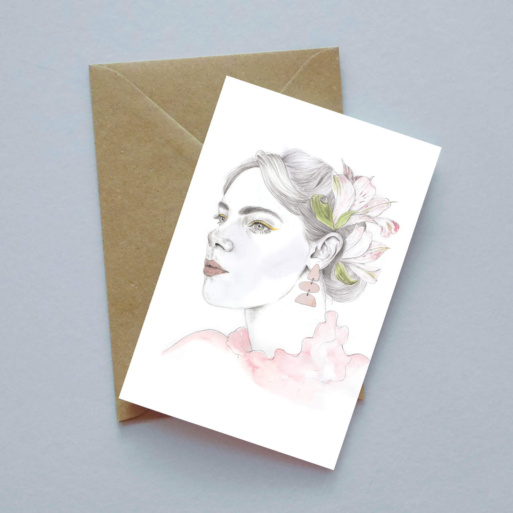 Blush illustrated greeting card image 0