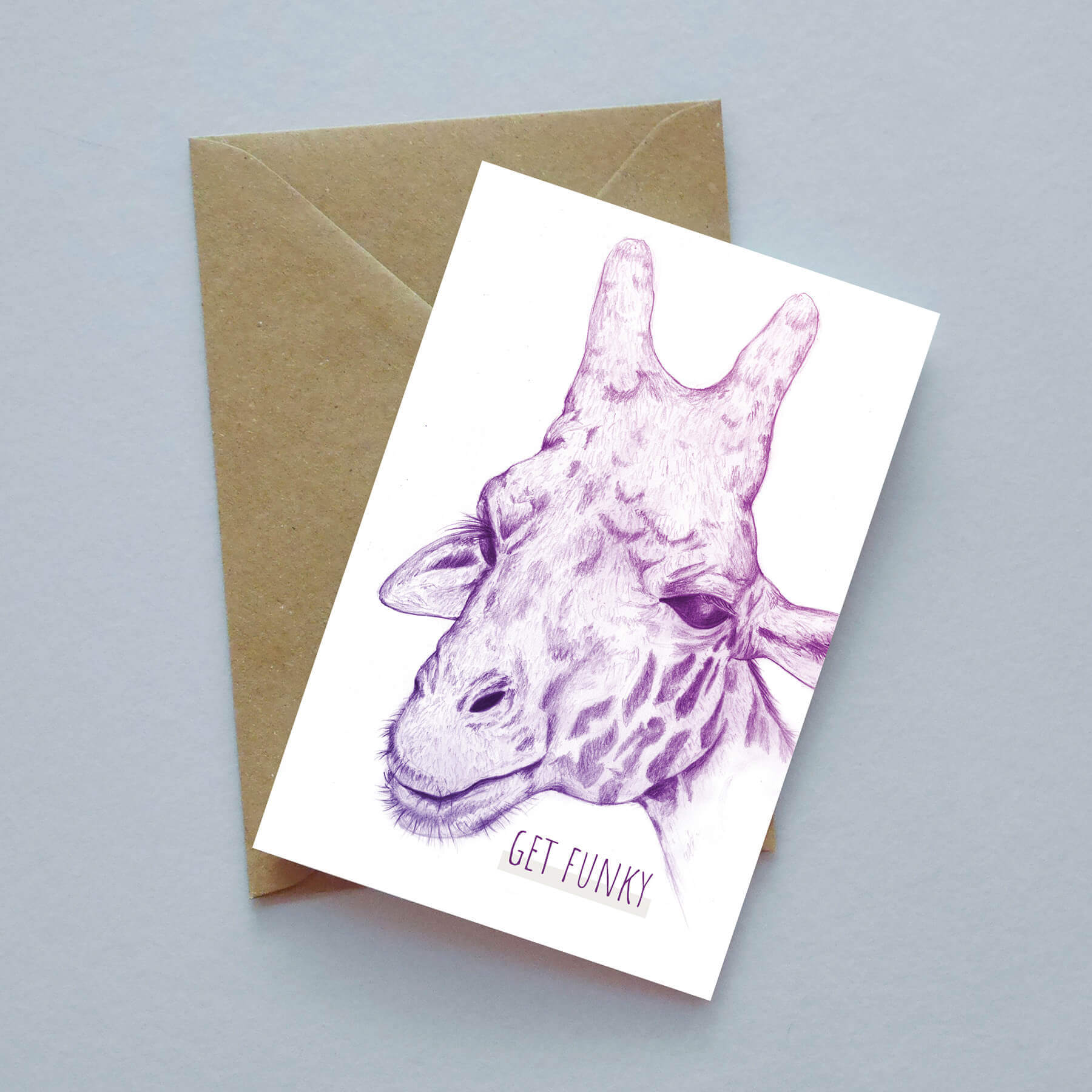 Funky Giraffe illustrated greeting card image 0