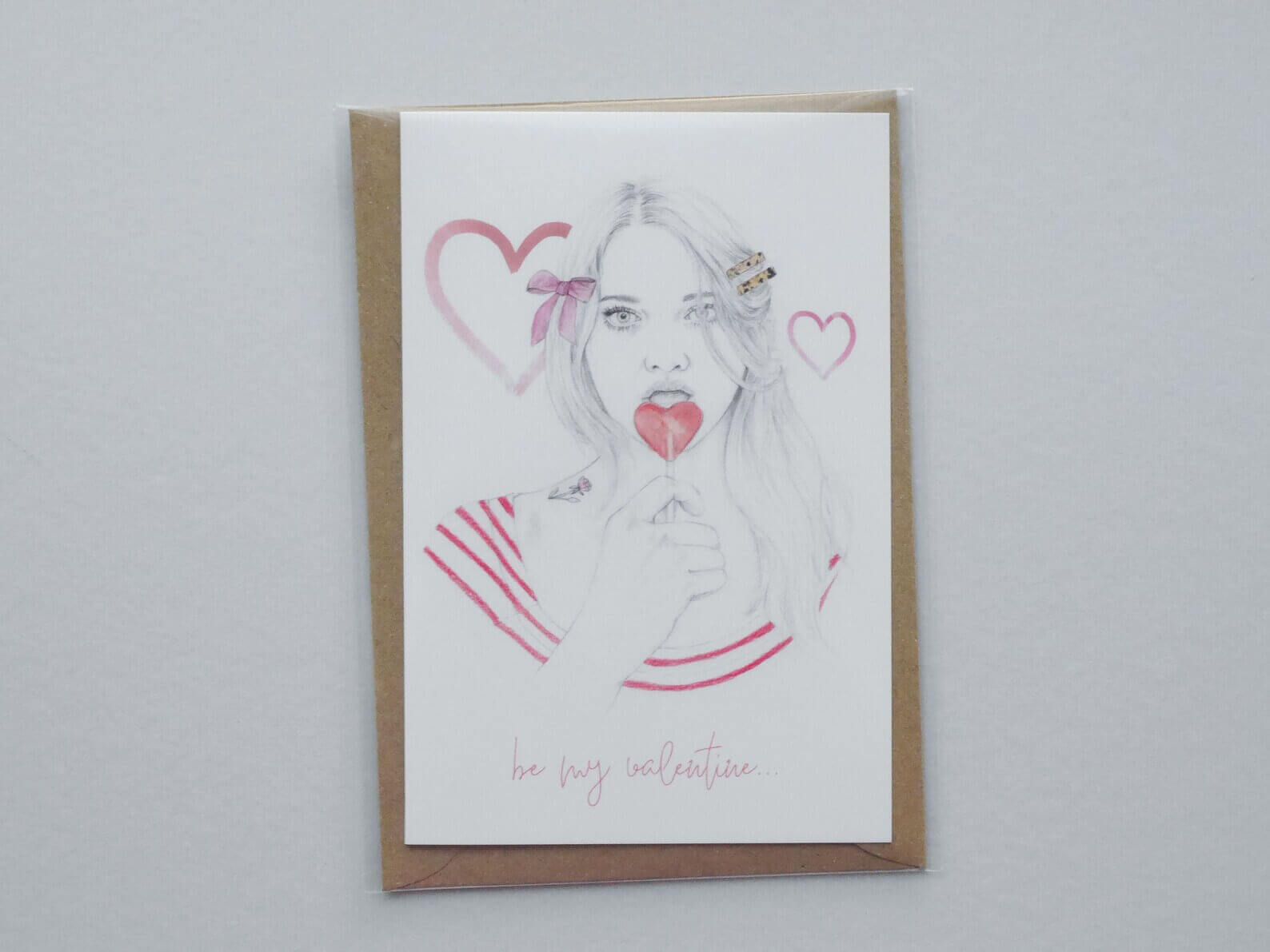 'Be my valentine' Heart Lolly Greeting Card image 1