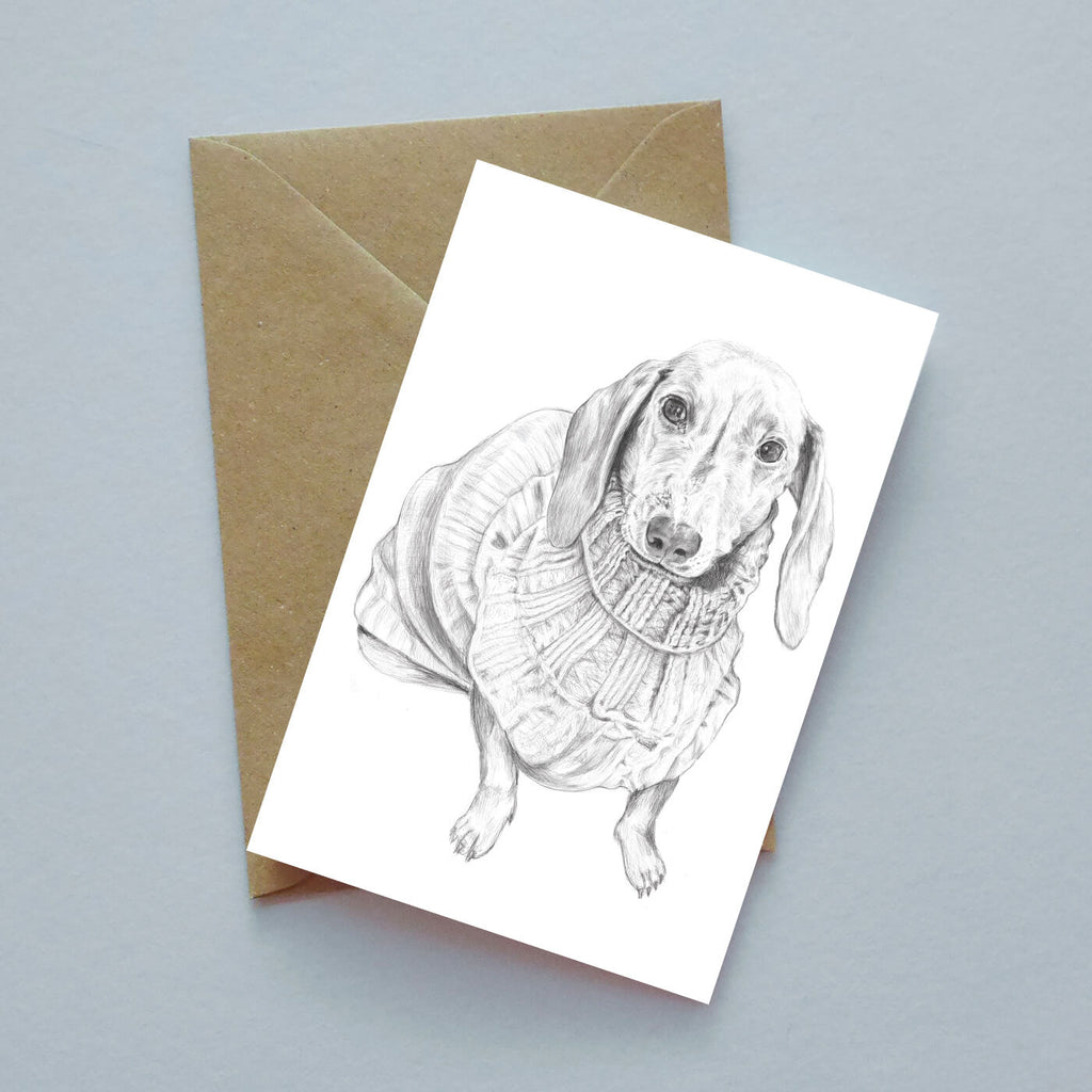 Dachshund illustrated greeting card image 0