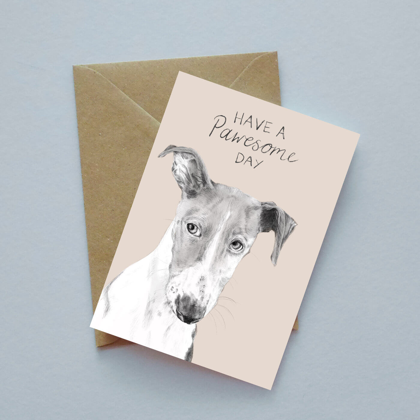 Greyhound 'Have a Pawesome Day' illustrated greeting card image 0