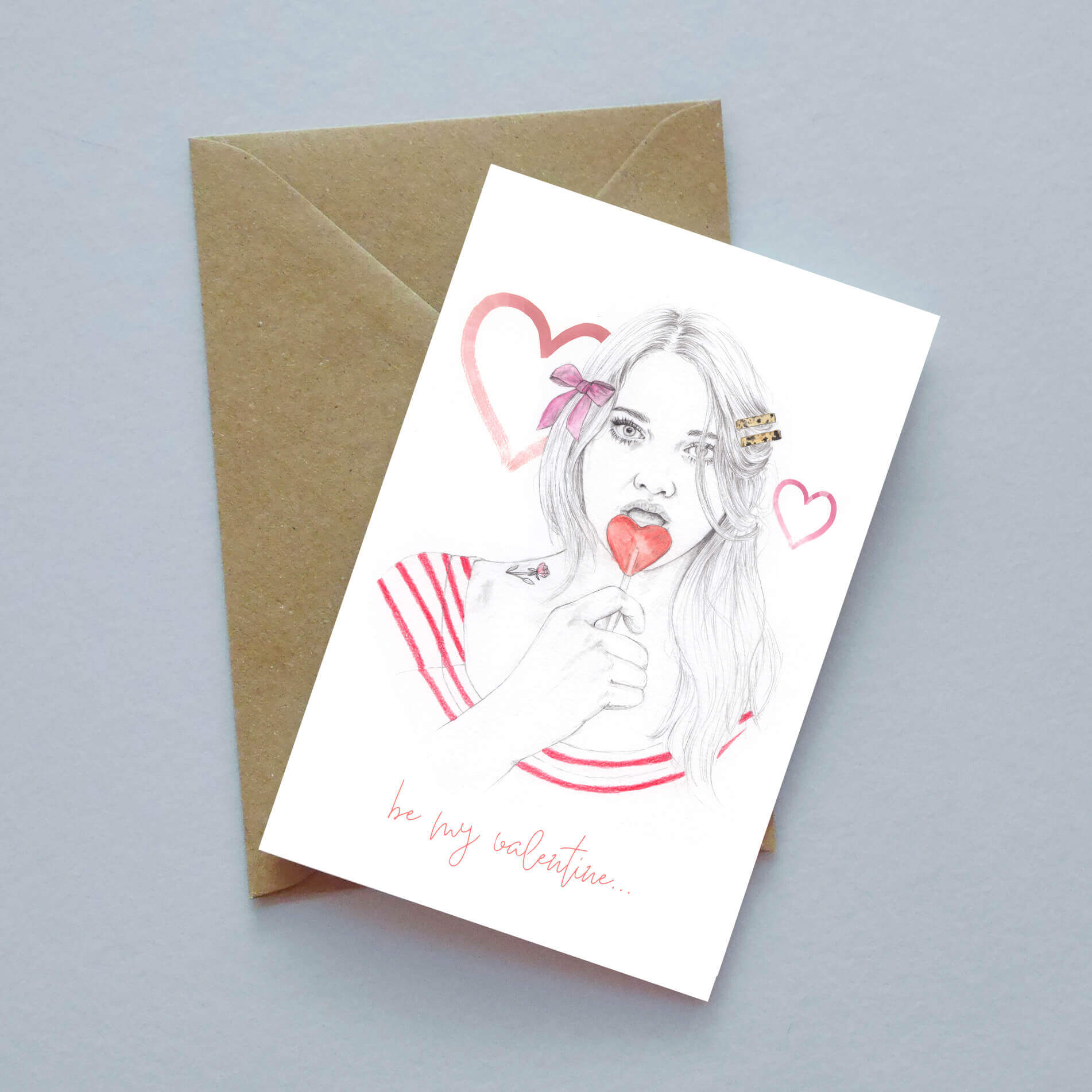 'Be my valentine' Heart Lolly Greeting Card image 0