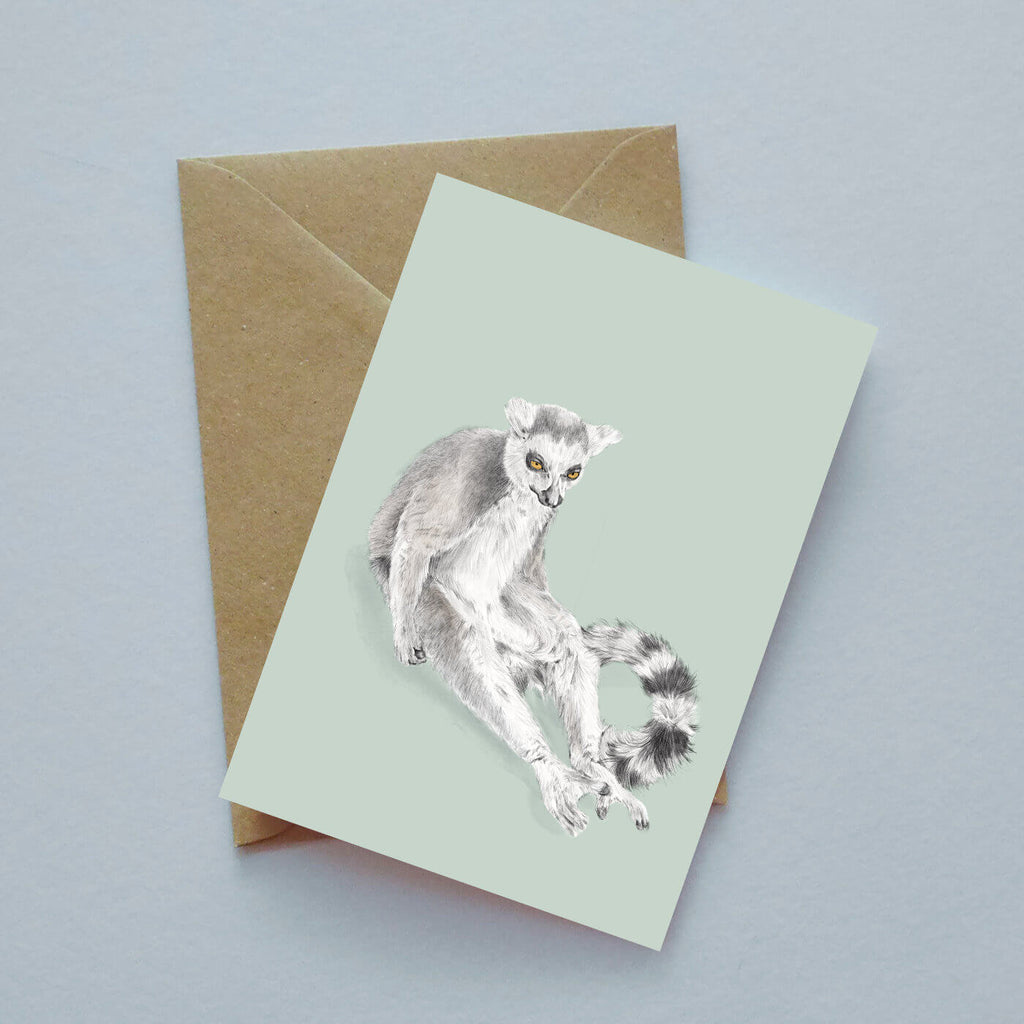 Lemur blank illustrated greeting card image 0