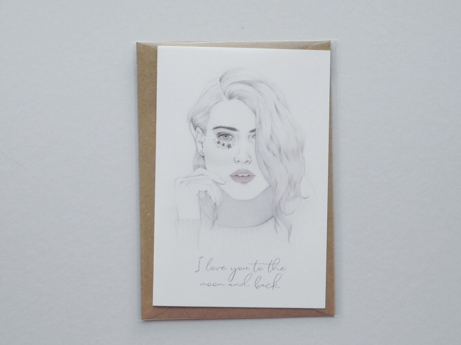 Sweet 'I love you to the moon and back' illustrated greetings card image 1