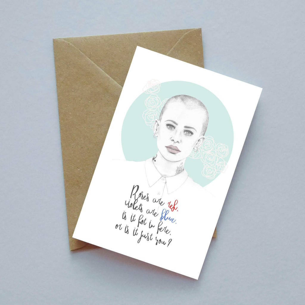 Roses are Red illustrated greetings card image 0
