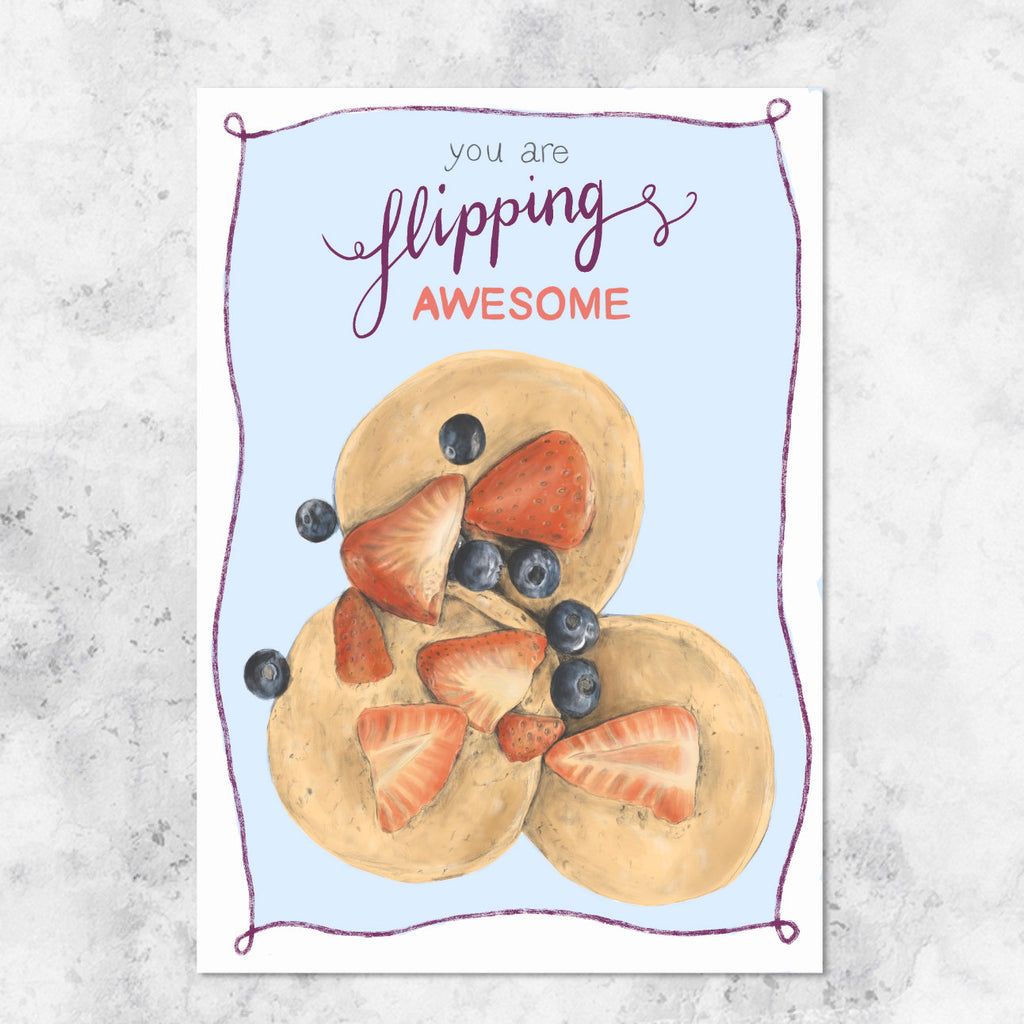Flipping awesome pancake illustration - art print