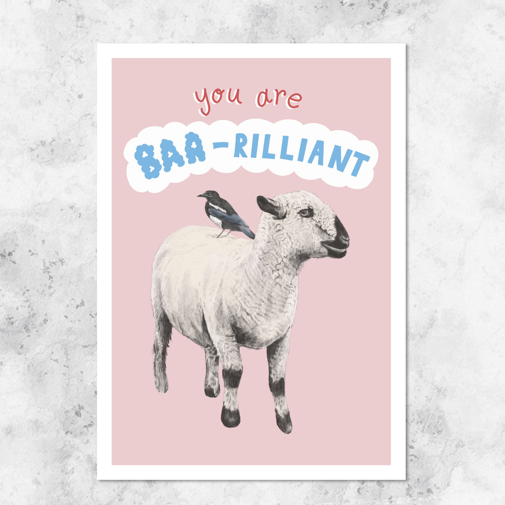 Sheep 'You are the Baa-rilliant' illustration - art print