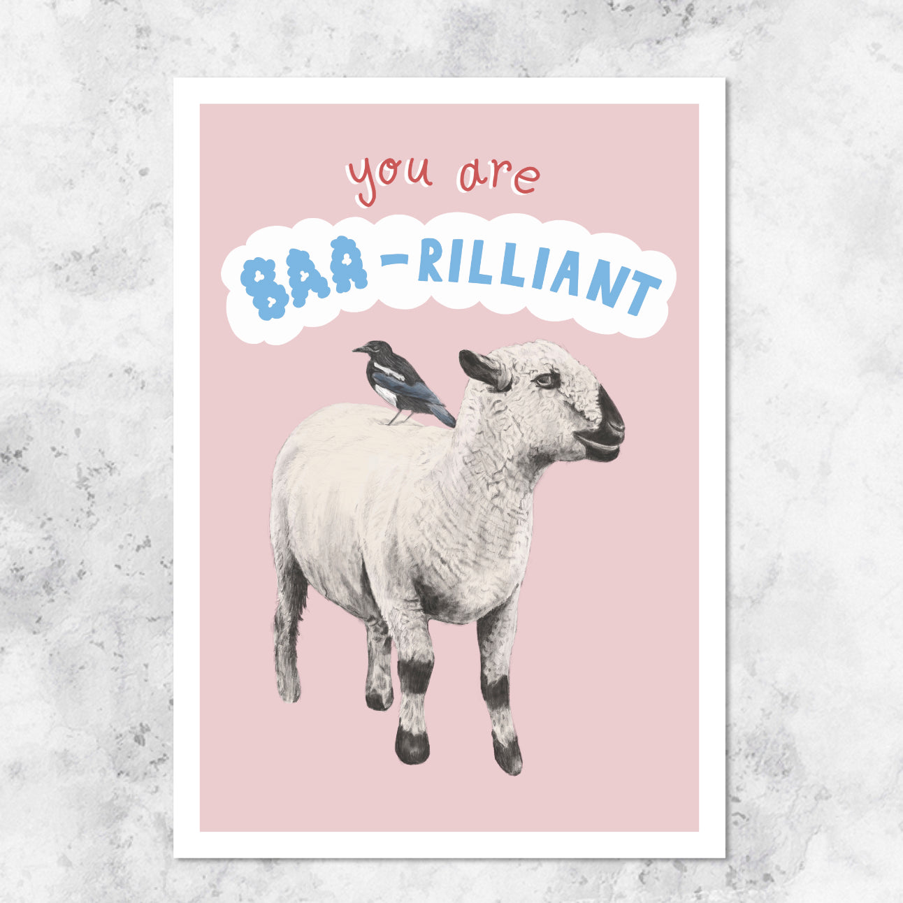 Sheep 'You are the Baa-rilliant' illustration - art print
