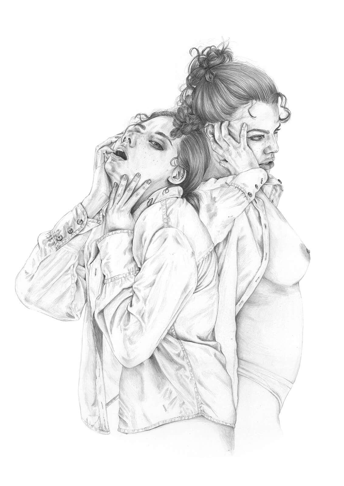 Double Figures - A3 Original Drawing image 0