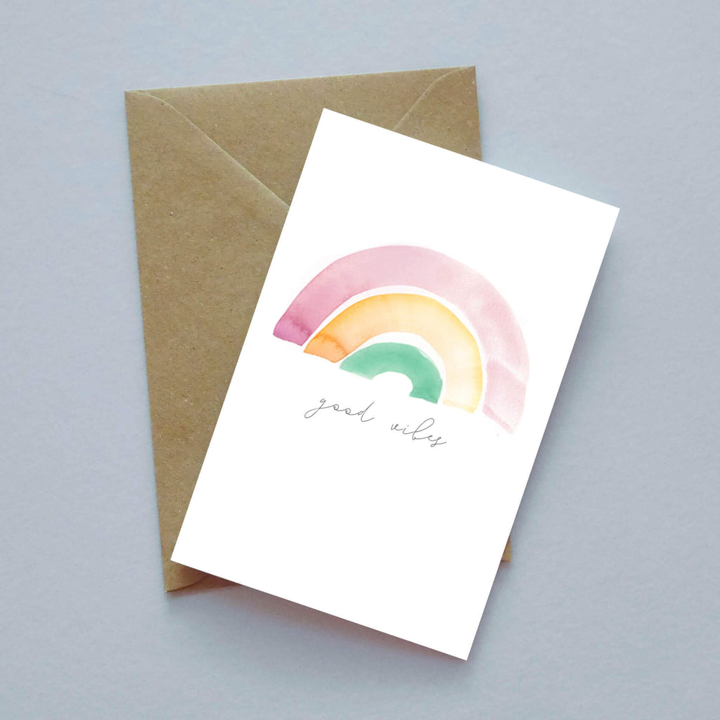 Rainbow 'good vibes' greetings card image 0