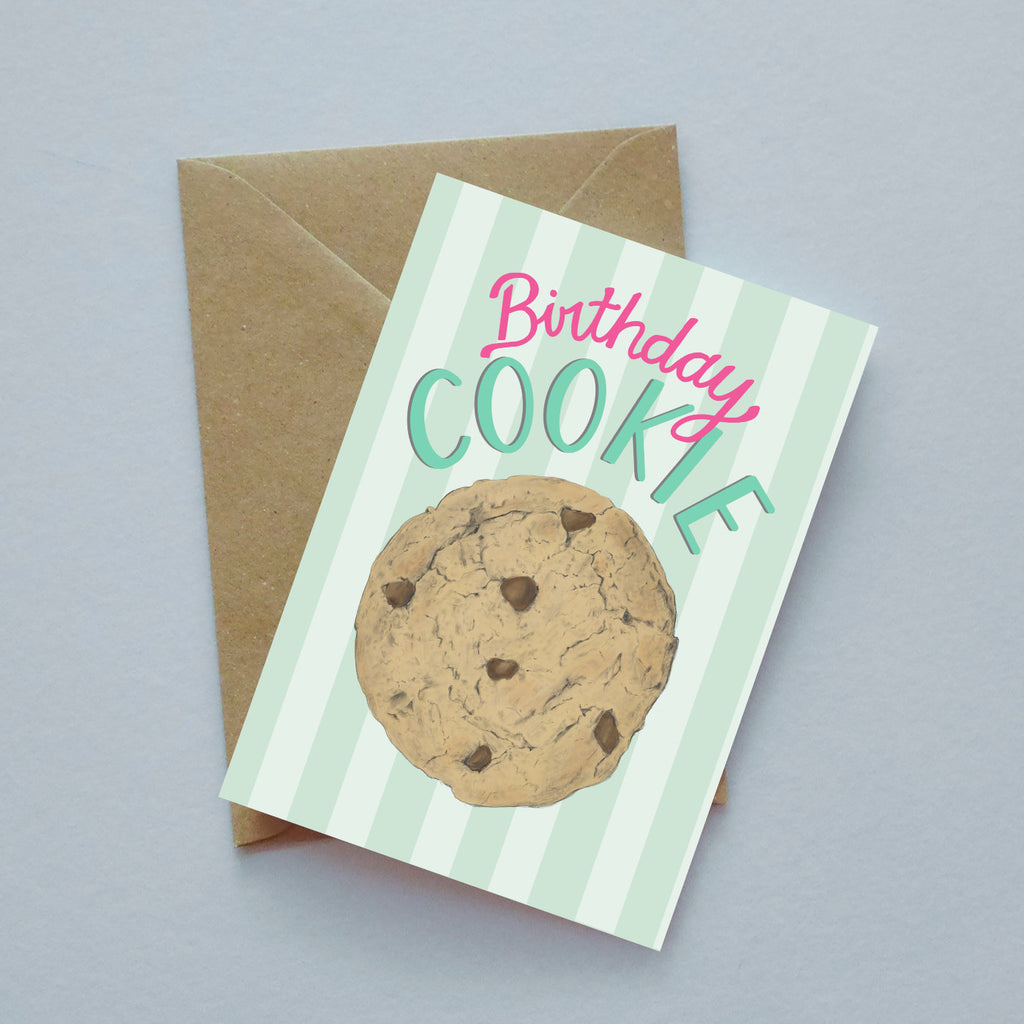 Cookie - smart cookie or birthday cookie or blank - illustrated greeting card