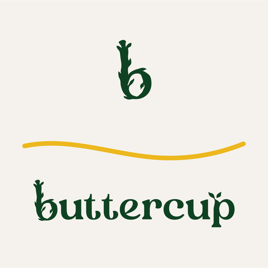Buttercup logo with a stylized 'b' and text on a light gray background