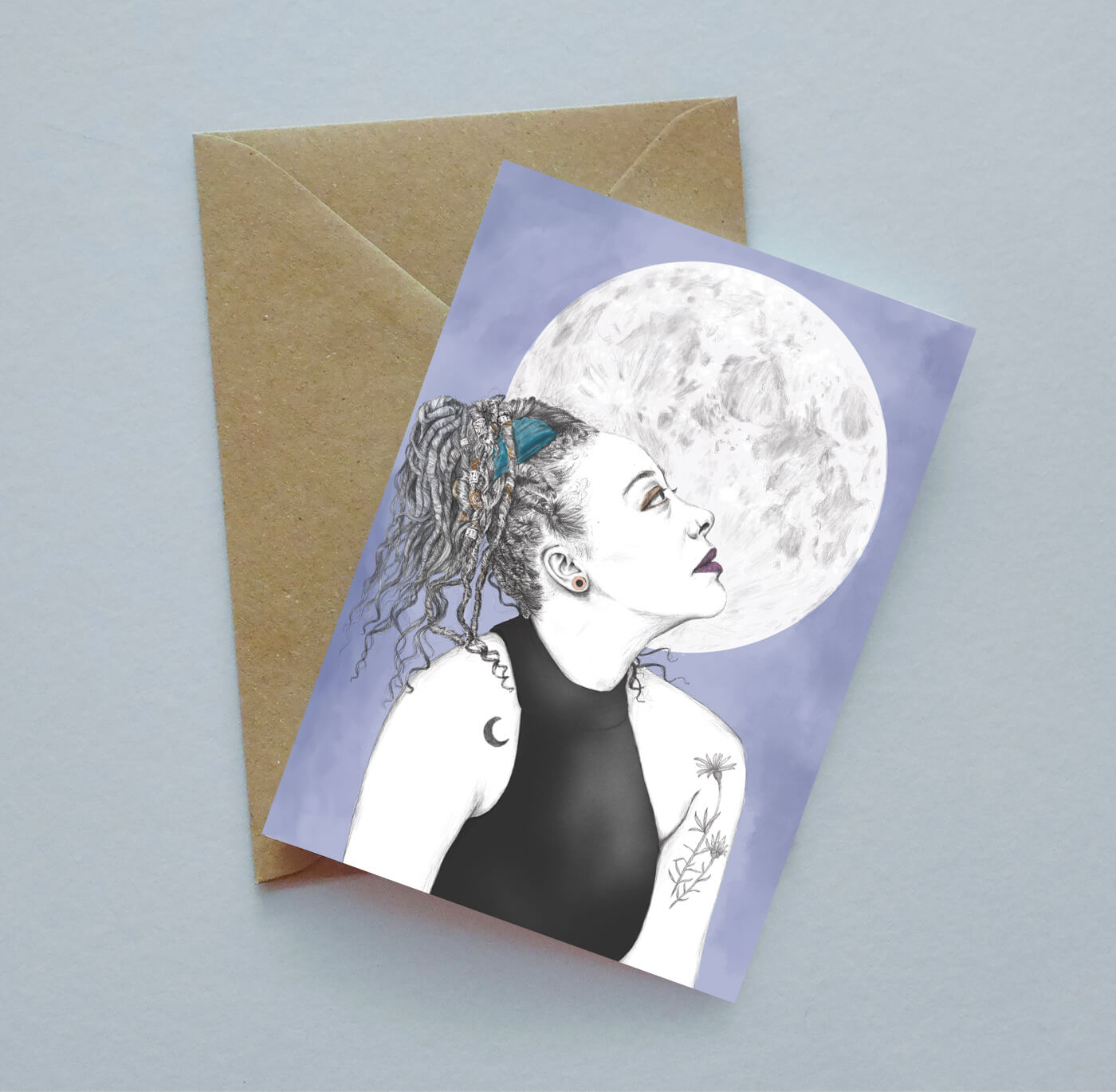 Moonchild illustrated greeting card image 0