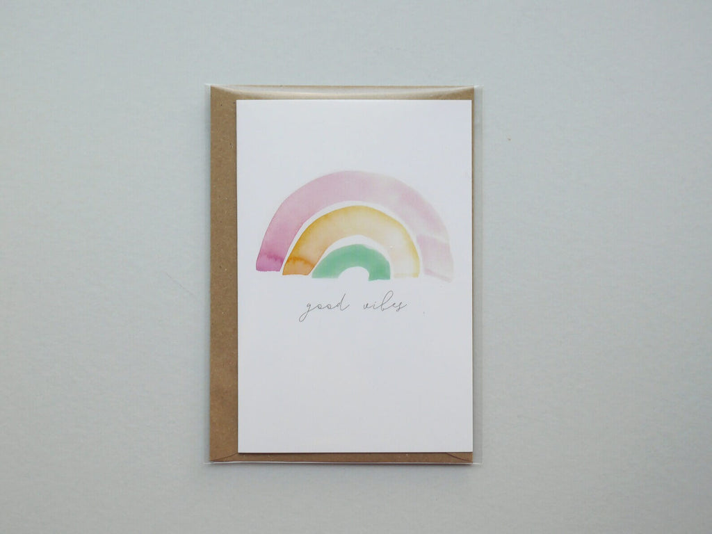 Rainbow 'good vibes' greetings card image 1