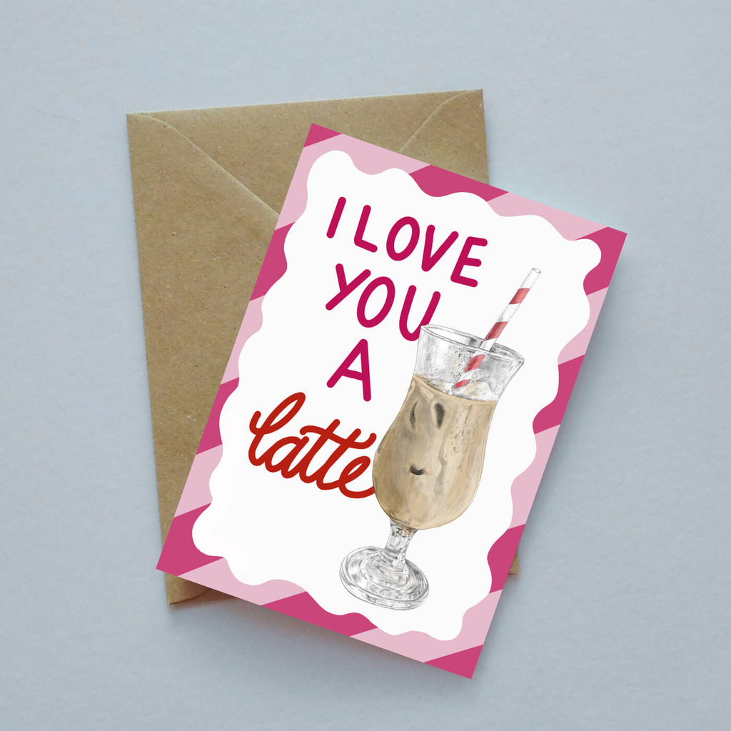 I love you a latte bold illustrated greeting card image 0
