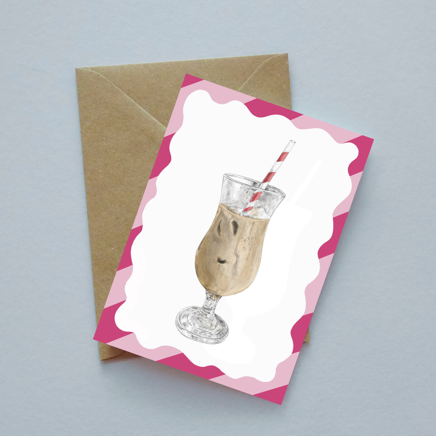 iced latte bold illustrated greeting card image 0