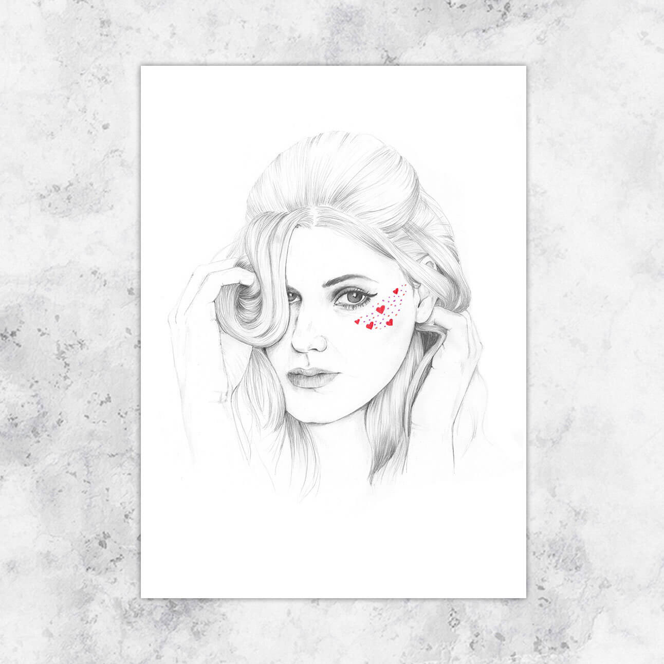 illustration love and hearts - art print image 0