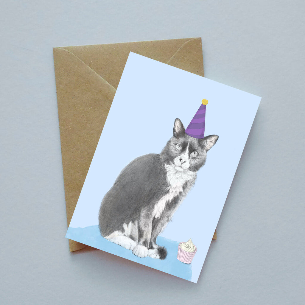 Party cat illustrated greeting card image 0