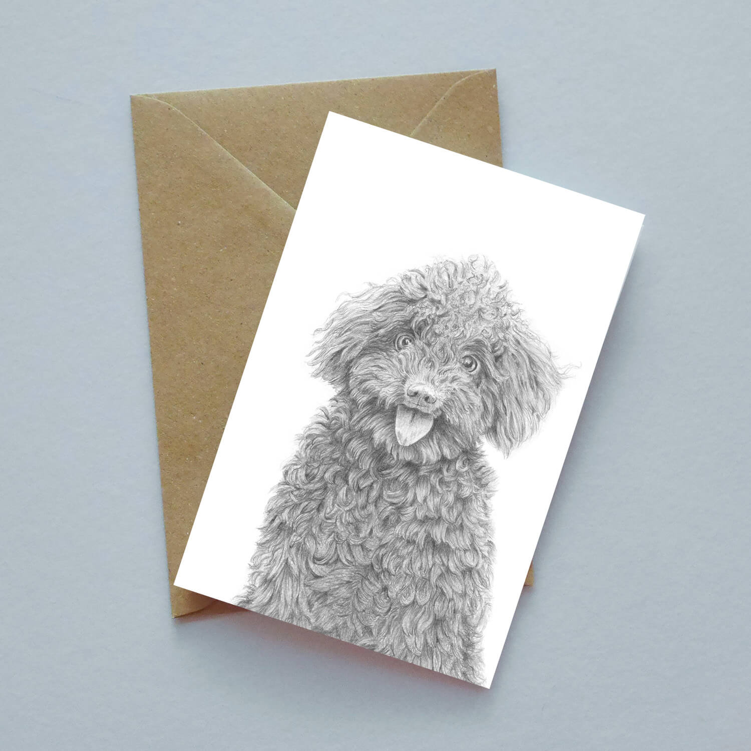Curly dog illustrated greeting card image 0