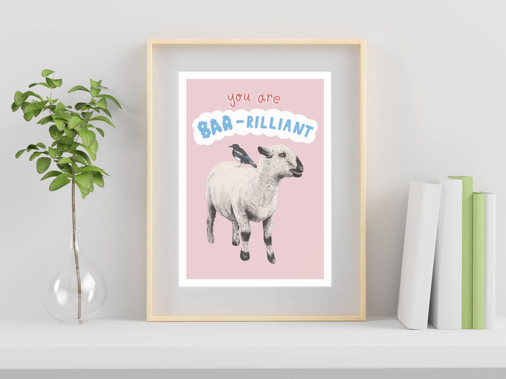 Sheep 'You are the Baa-rilliant' illustration - art print