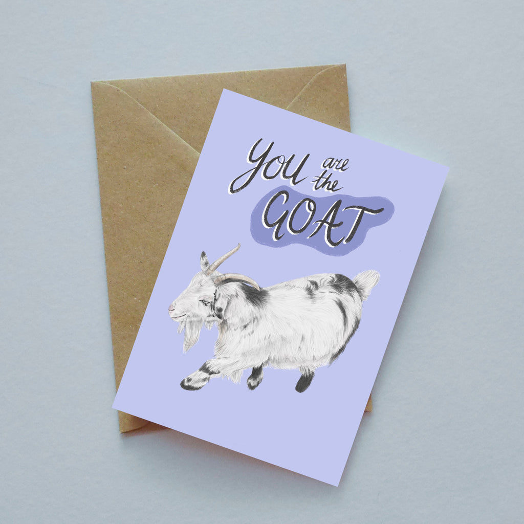 Goat 'you are the GOAT' illustrated greeting card