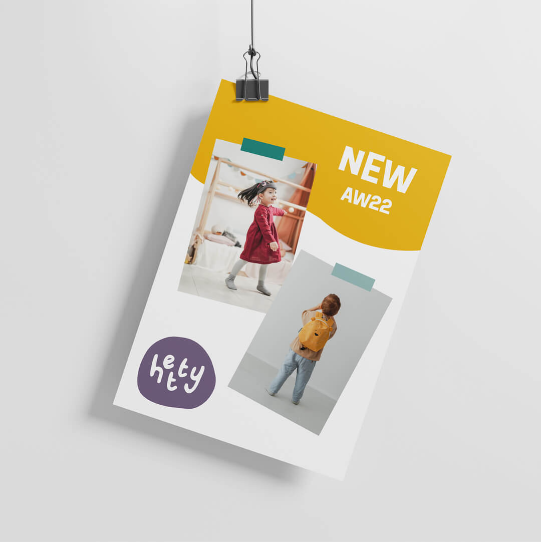 Product catalog with 'hetty' branding and 'NEW AW22' text on a white background