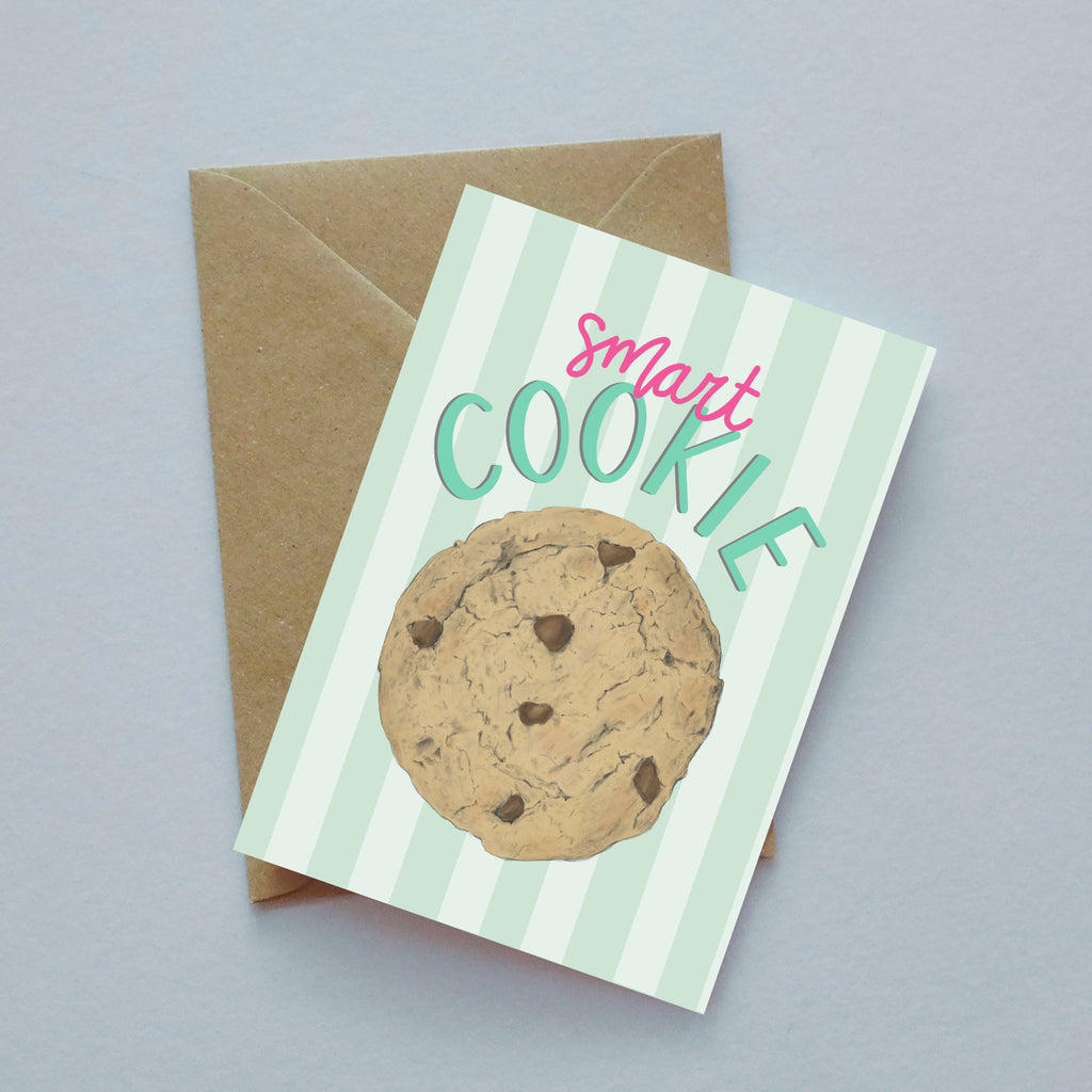 Cookie - smart cookie or birthday cookie or blank - illustrated greeting card